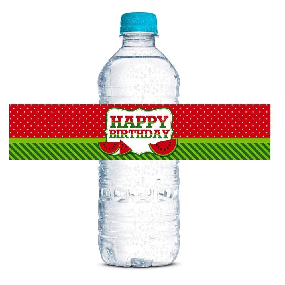 Amanda Creation Water Bottle Stickers Watermelon Birthday Waterproof 20 Labels | Waterproof, USA Design (70-120 chars) - main product image