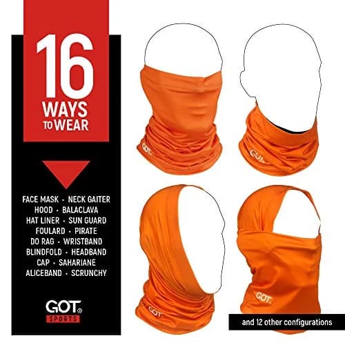 GOT Sports UPF 50+ Fishing Neck Gaiter - UV Face Mask Sun Protection (Blaze Orange) | Breathable, Lightweight, UV Shield thumbnail 3