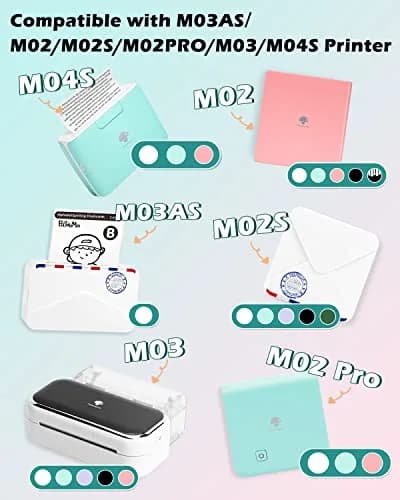 Phomemo M02/M02S/M02 Pro Paper | Multicolor Thermal Sticker Rolls for Portable Printer thumbnail 4