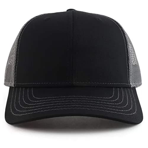 Armycrew Oversize XXL Low Profile Two Tone Mesh Back Trucker Baseball Cap - Black Charcoal | Adjustable Snapback thumbnail 2