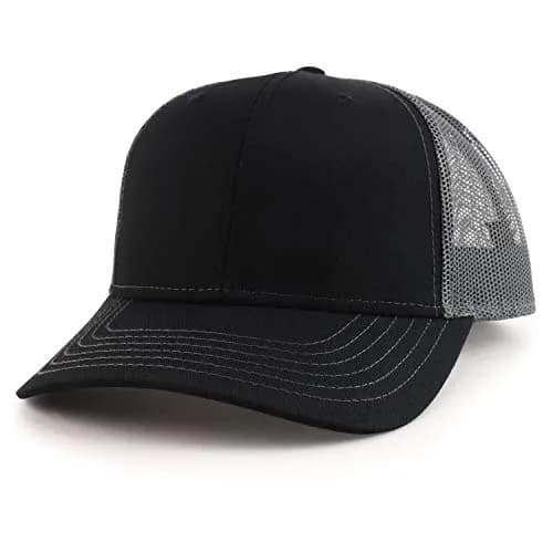 Armycrew Oversize XXL Low Profile Two Tone Mesh Back Trucker Baseball Cap - Black Charcoal | Adjustable Snapback - main product image