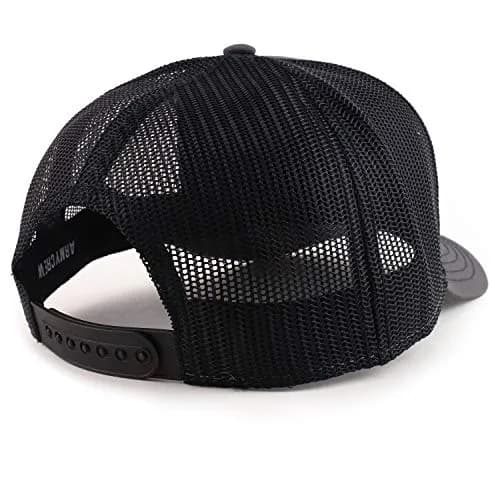Armycrew Oversize XXL Low Profile Two Tone Mesh Back Trucker Baseball Cap - Charcoal Black - 2XL thumbnail 3