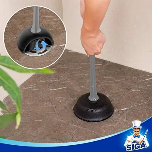MR.SIGA Toilet Plunger and Bowl Brush Combo for Bathroom Cleaning, Gray | Heavy Duty Rubber Plunger & Nylon Brush thumbnail 5