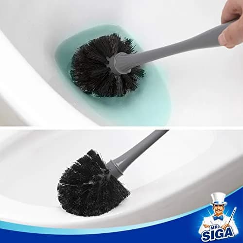 MR.SIGA Toilet Plunger and Bowl Brush Combo for Bathroom Cleaning, Gray | Heavy Duty Rubber Plunger & Nylon Brush thumbnail 6