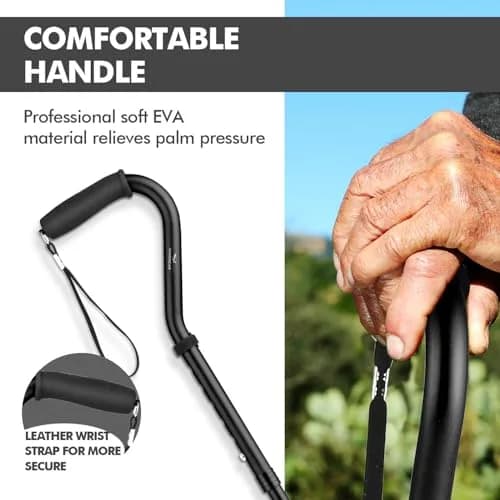 KINGGEAR Self Standing Quad Cane Pink 71cm-91cm (28"-36") | Lightweight Aluminum Folding Mobility Aid with 4-Point Base thumbnail 4
