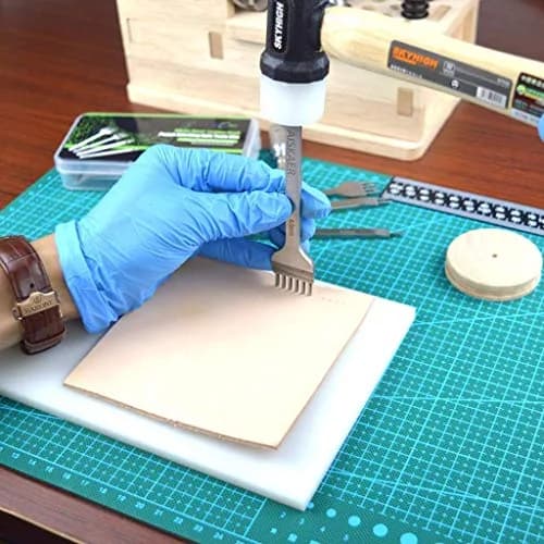 Aiskaer Leather Stitching Punch Set 3mm White Steel | 4-Piece Diamond Chisel Tool Set for Leather Craft DIY thumbnail 4