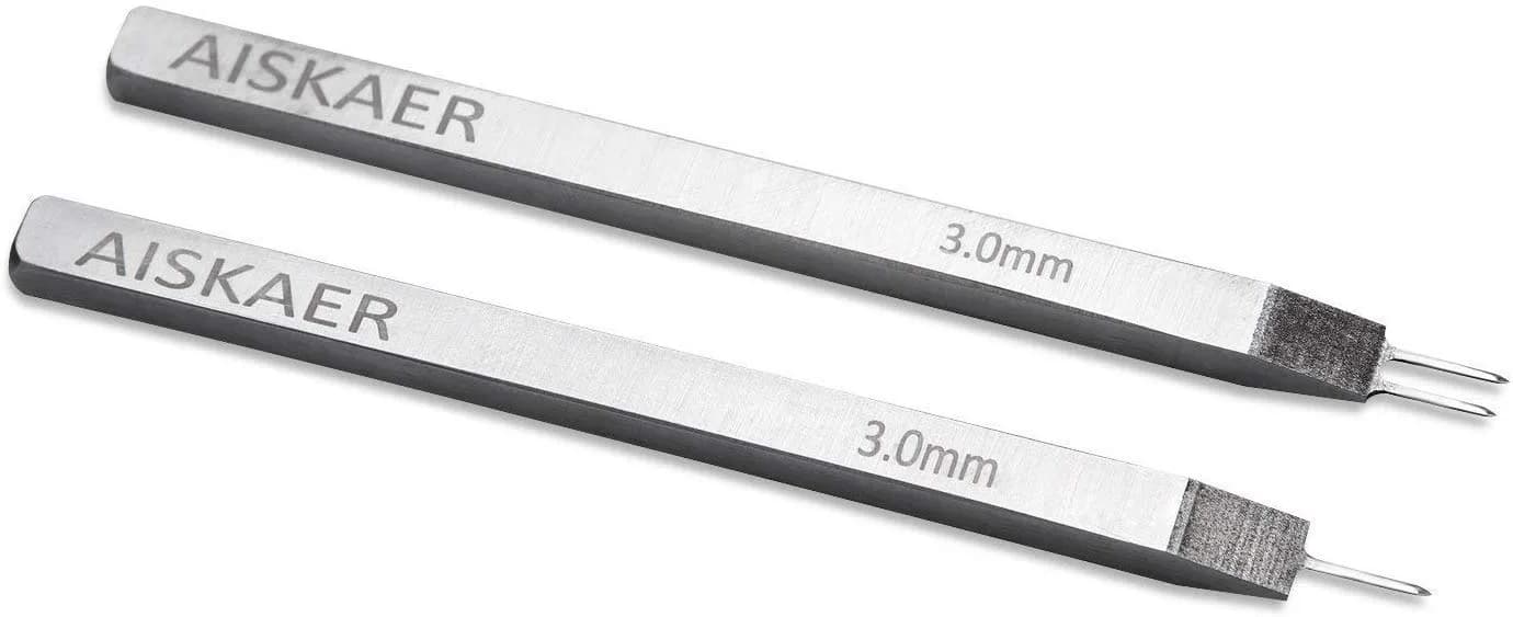 Aiskaer Leather Stitching Punch Set 3mm White Steel | 4-Piece Diamond Chisel Tool Set for Leather Craft DIY - view 5