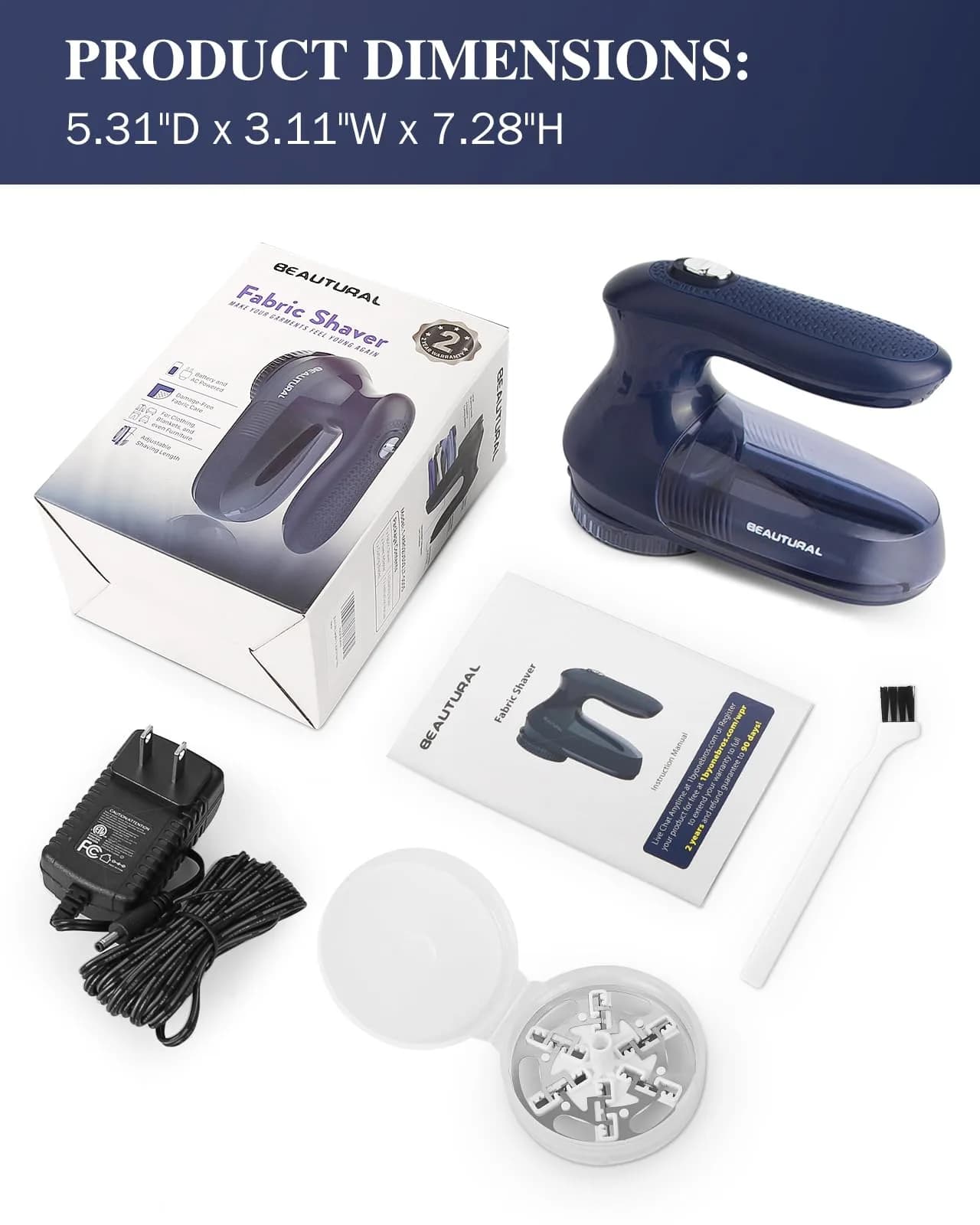 BEAUTURAL Fabric Shaver Home-Edition Ultramarine | Powerful Lint Remover for Clothes & Furniture - view 7