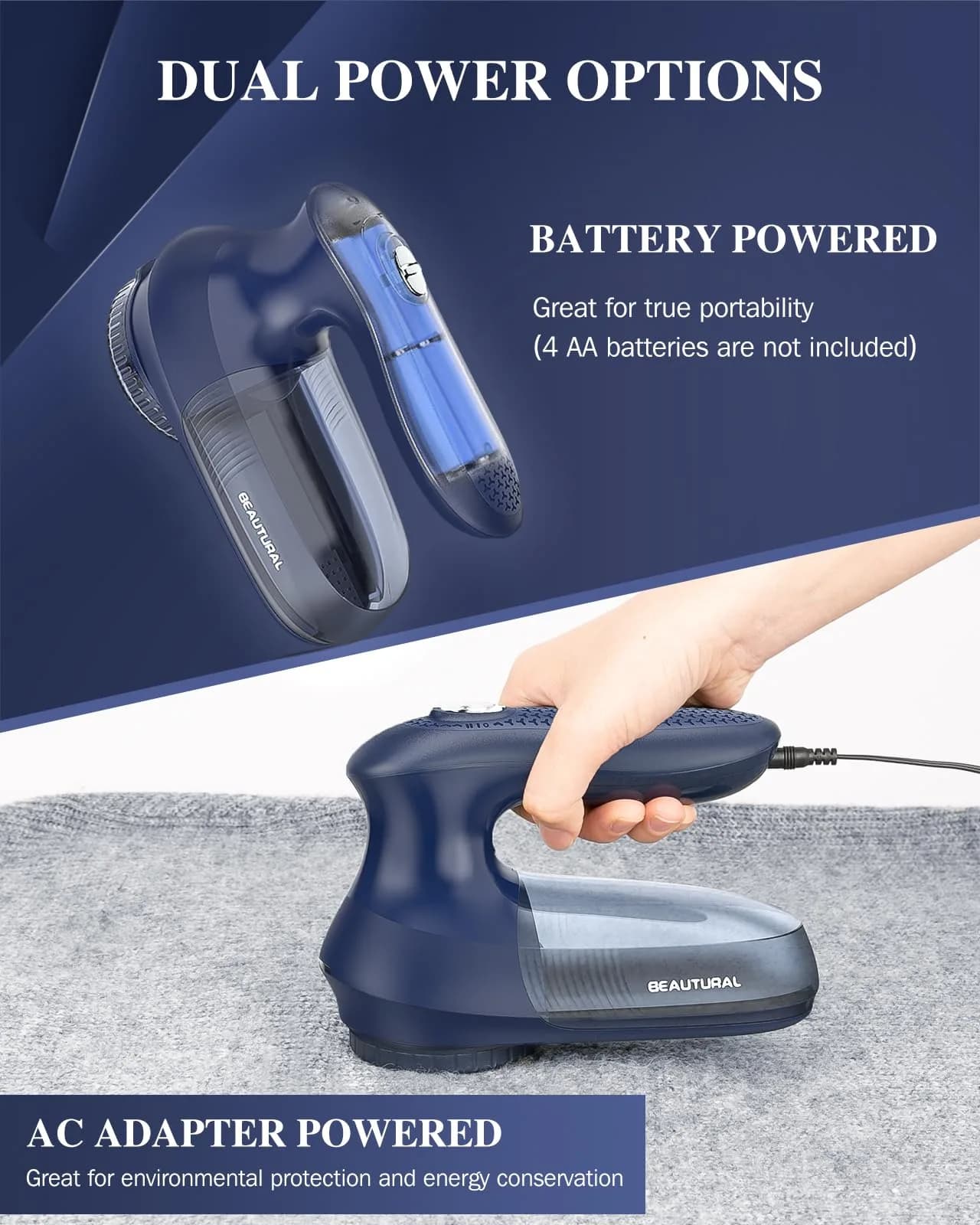 BEAUTURAL Fabric Shaver Home-Edition Ultramarine | Powerful Lint Remover for Clothes & Furniture - view 3