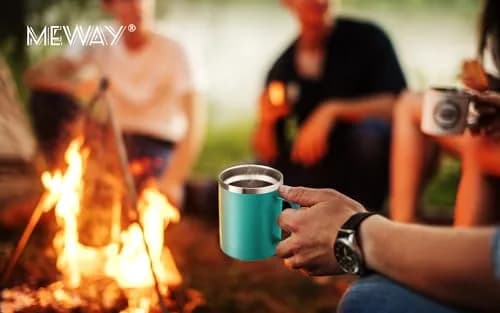 MEWAY 12oz Coffee Mug With Handle | Double Wall Vacuum Insulated Travel Tumbler (Light Green, Set of 2) thumbnail 8