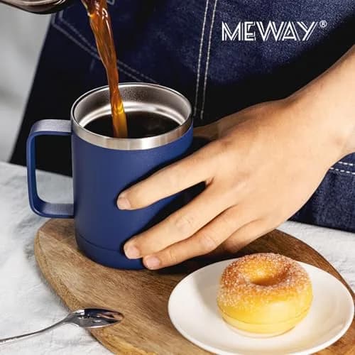 MEWAY 12oz Coffee Mug With Handle | Double Wall Vacuum Insulated Travel Tumbler for Hot & Cold Drinks thumbnail 6