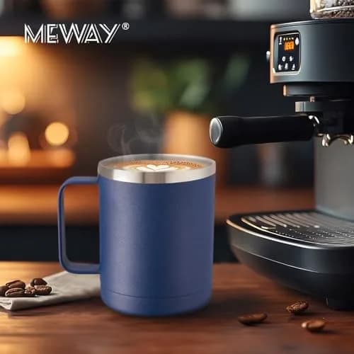 MEWAY 12oz Coffee Mug With Handle | Double Wall Vacuum Insulated Travel Tumbler for Hot & Cold Drinks thumbnail 7