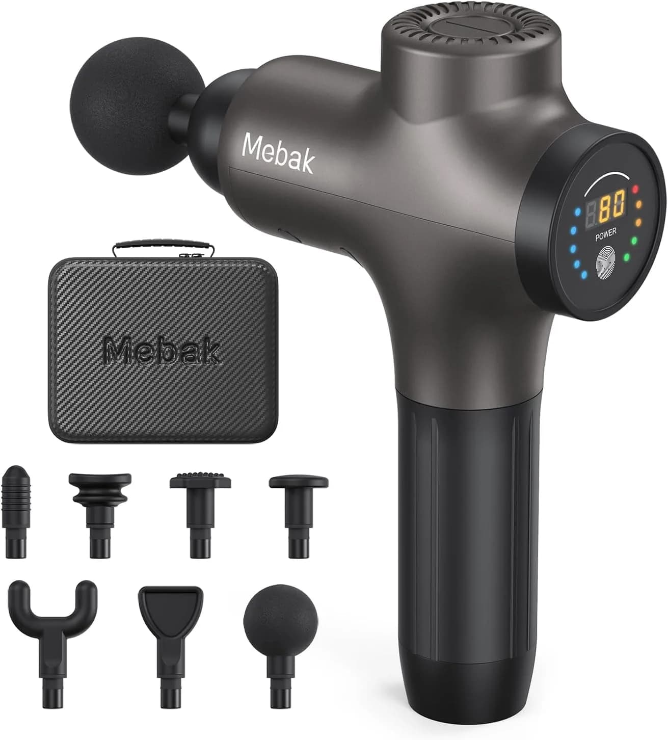 Mebak 3 Deep Tissue Massage Gun 12mm Amplitude | Professional Percussion Massager for Athletes & Pain Relief — Dark Gray