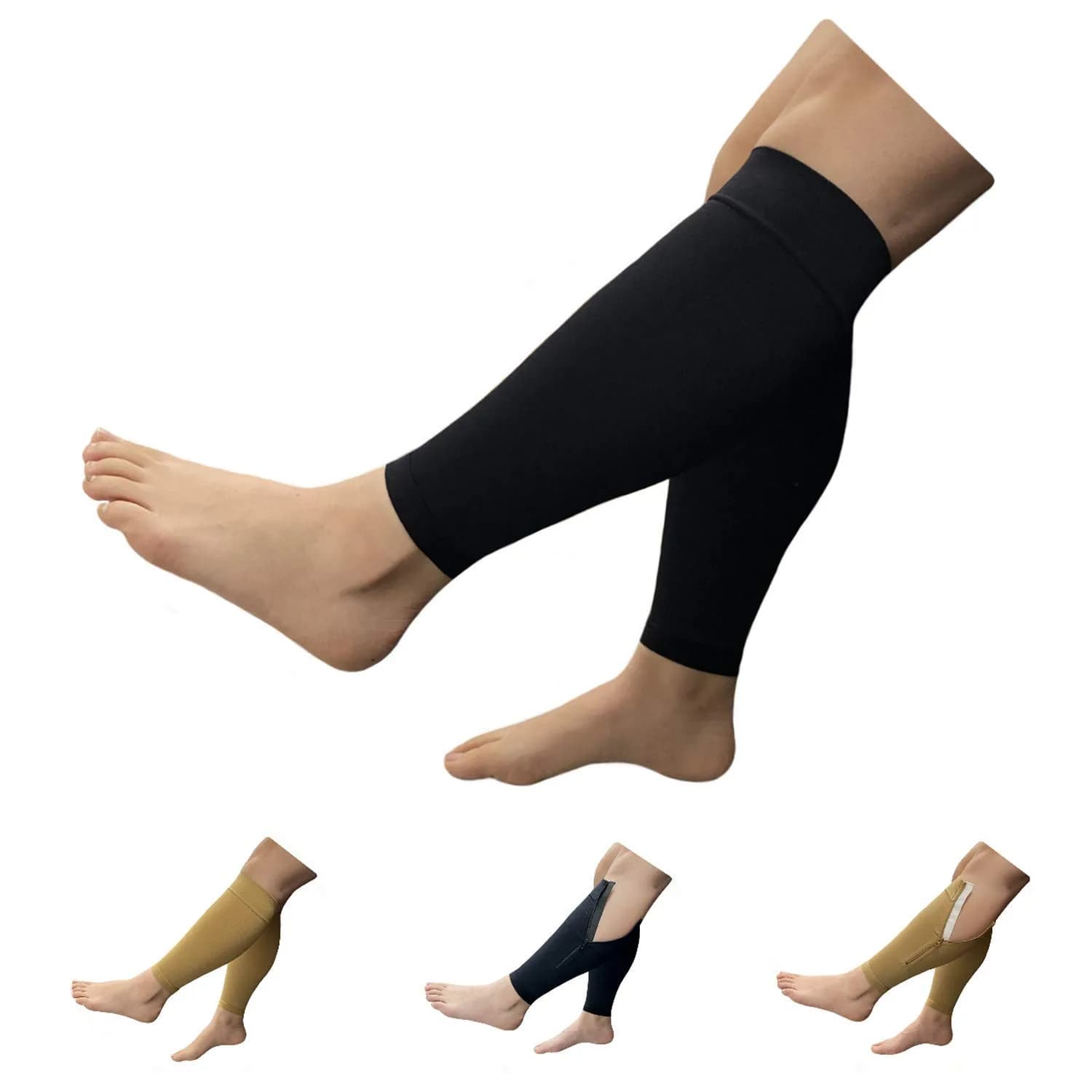 HealthyNees Shin 20-30 mmHg Compression Extra Wide Big Calf Leg Plus Size Sleeve (Black, 3X-Large) | Medical Support for Swelling & Fatigue