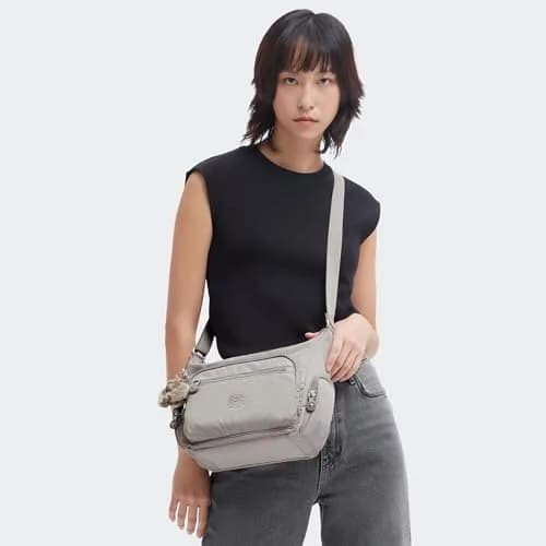 Kipling Gabbie Small Crossbody Bag Grey Gris | Lightweight Everyday Purse with 7 Pockets thumbnail 2