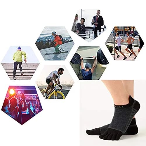 VWELL Cotton Toe Socks Five Finger Socks No Show Crew Athletic Running Socks 4 Pairs | Moisture Wicking & Soft Comfort thumbnail 5