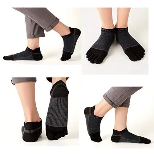 VWELL Cotton Toe Socks Five Finger Socks No Show Crew Athletic Running Socks 4 Pairs | Moisture Wicking & Soft Comfort thumbnail 2