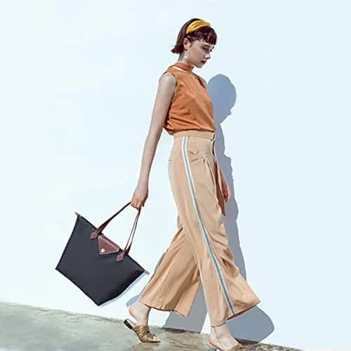 BOJLY Women's Tote Bag, Waterproof Nylon Shoulder Bag, Large Grey | Foldable Beach Travel Bag thumbnail 3