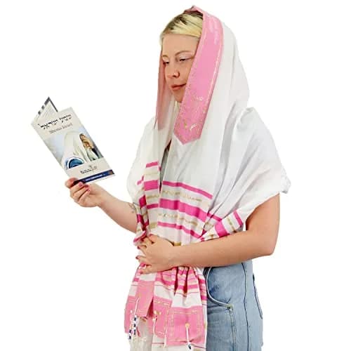 HalleluYAH Prayer Shawl XL 72x36 Inches | Hebrew Blessings & Traditional Symbols thumbnail 1
