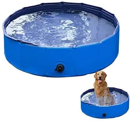 VaygWay Foldable Dog Pet Pool – Portable Swimming Pool for Dogs & Cats, Collapsible Bathing Tub, 10 Gallons, Blue - main product image