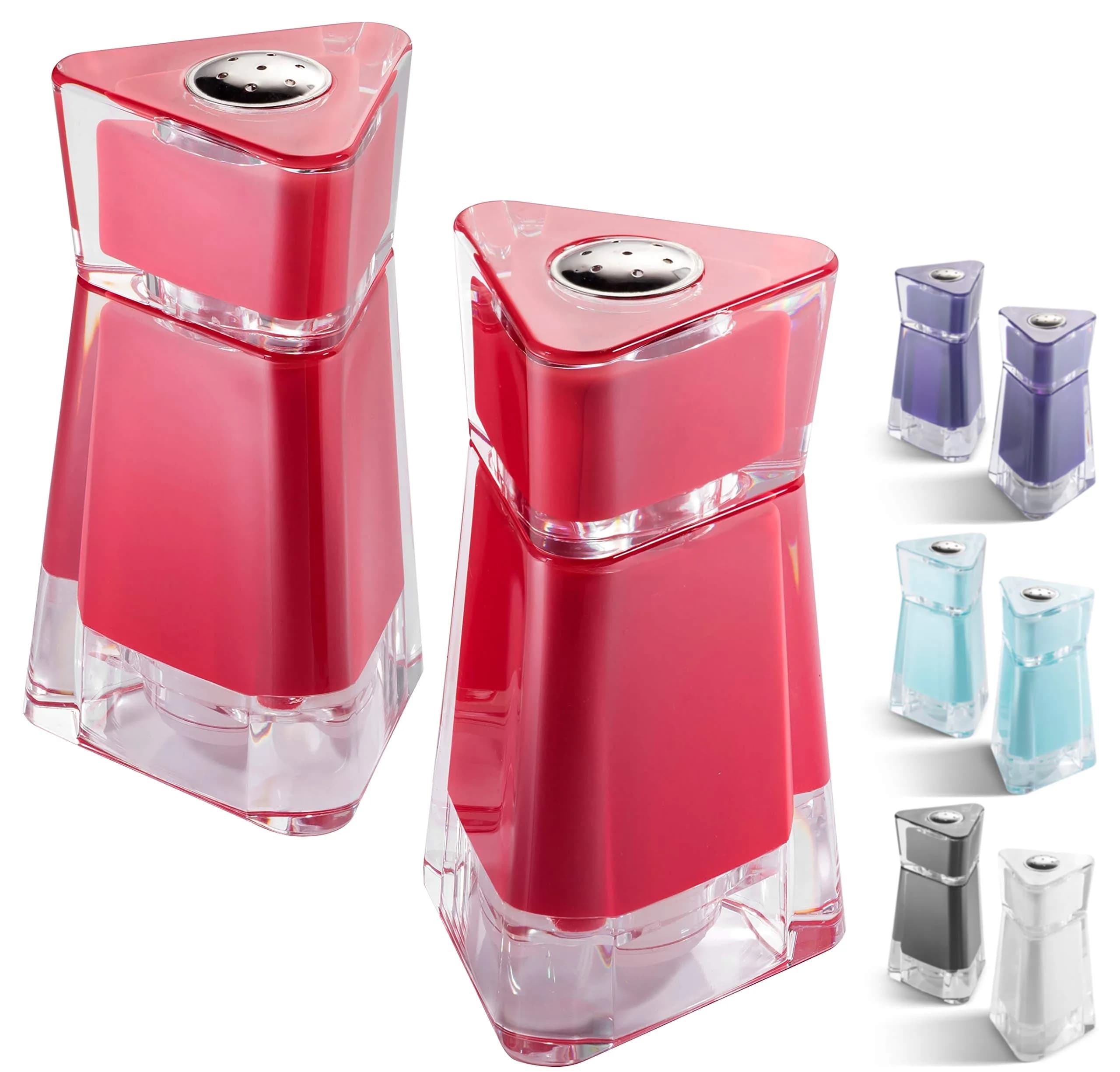 MITBAK Red Acrylic Salt and Pepper Shakers (2 Piece Set, 118ml/4oz) | Consistent Seasoning Dispensers for Kitchen & Dining — Red