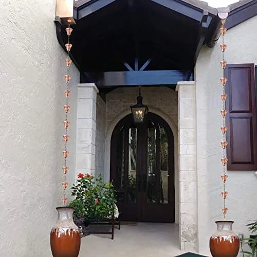 LEPTALINA 8.5FT Bell Iron Rain Chain with Adapter, Copper | Decorative Gutter Water Feature thumbnail 6