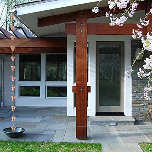 LEPTALINA 8.5FT Bell Iron Rain Chain with Adapter, Copper | Decorative Gutter Water Feature thumbnail 7