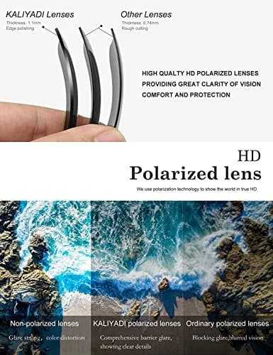 KALIYADI Polarized Sunglasses for Men and Women Matte Finish UV Blocking 52mm (145mm) | True Color HD Lenses thumbnail 5