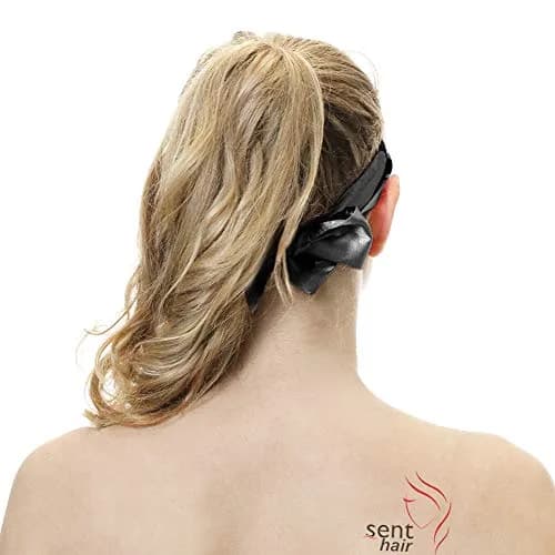 sent hair XL Satin Hair Bonnet for Women, Double-Layer Elastic Night Sleeping Cap with Tie Band for Braids/Curly/Long Hair - Black | Extra Large, Satin, Sleep Cap thumbnail 4