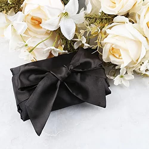 sent hair XL Satin Hair Bonnet for Women, Double-Layer Elastic Night Sleeping Cap with Tie Band for Braids/Curly/Long Hair - Black | Extra Large, Satin, Sleep Cap thumbnail 7