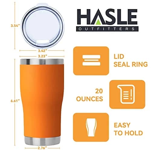 HASLE OUTFITTERS 20 oz Stainless Steel Tumbler with Lid | Vacuum Insulated, Orange, 1 Pack thumbnail 4