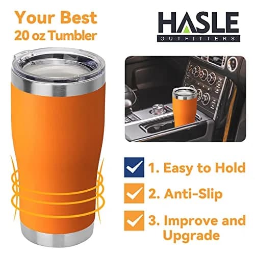 HASLE OUTFITTERS 20 oz Stainless Steel Tumbler with Lid | Vacuum Insulated, Orange, 1 Pack thumbnail 6