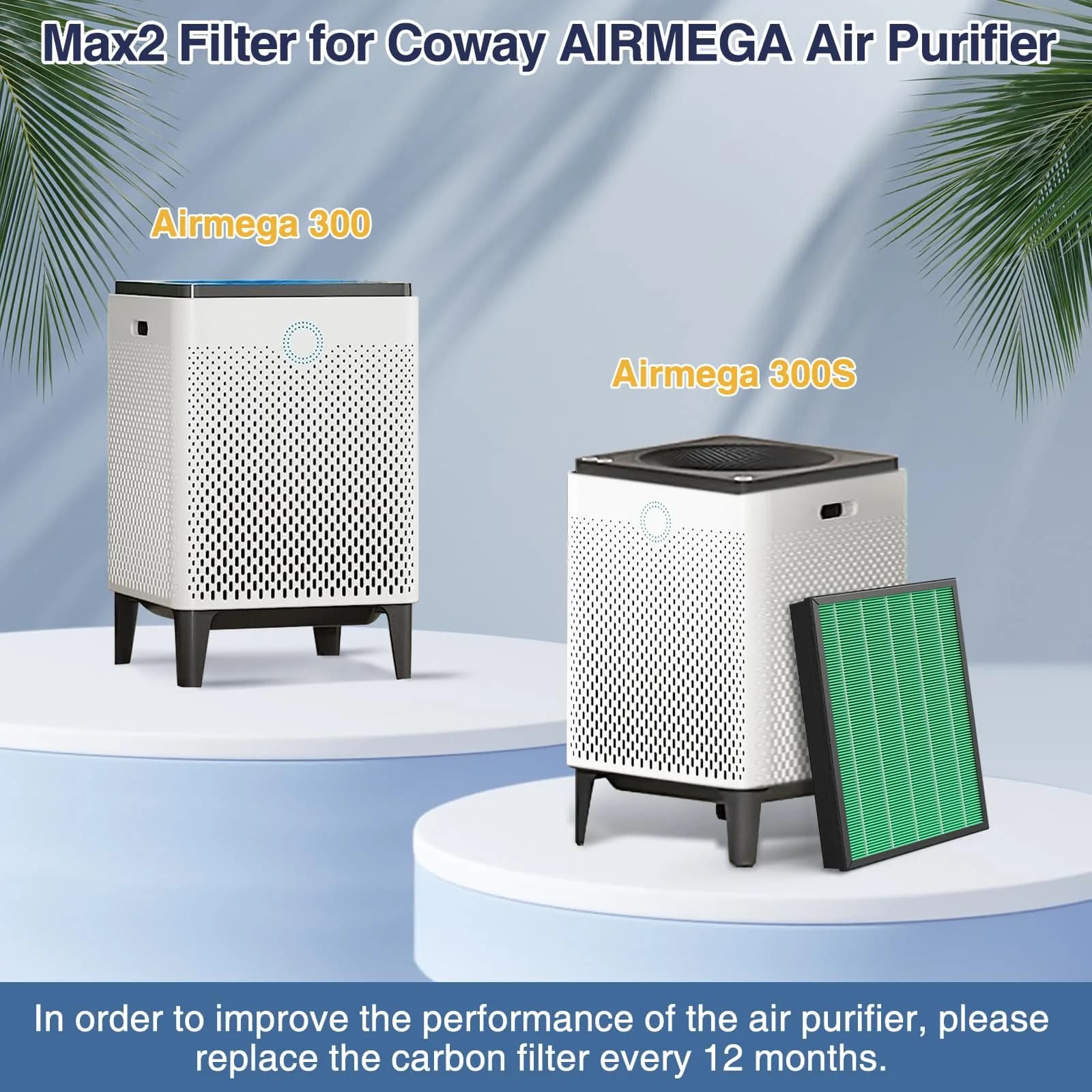 Cabiclean 300/300S Replacement Filter for Coway AIRMEGA Max2 300/300S Air Purifier | 2-Pack HEPA & Activated Carbon Filter - view 2