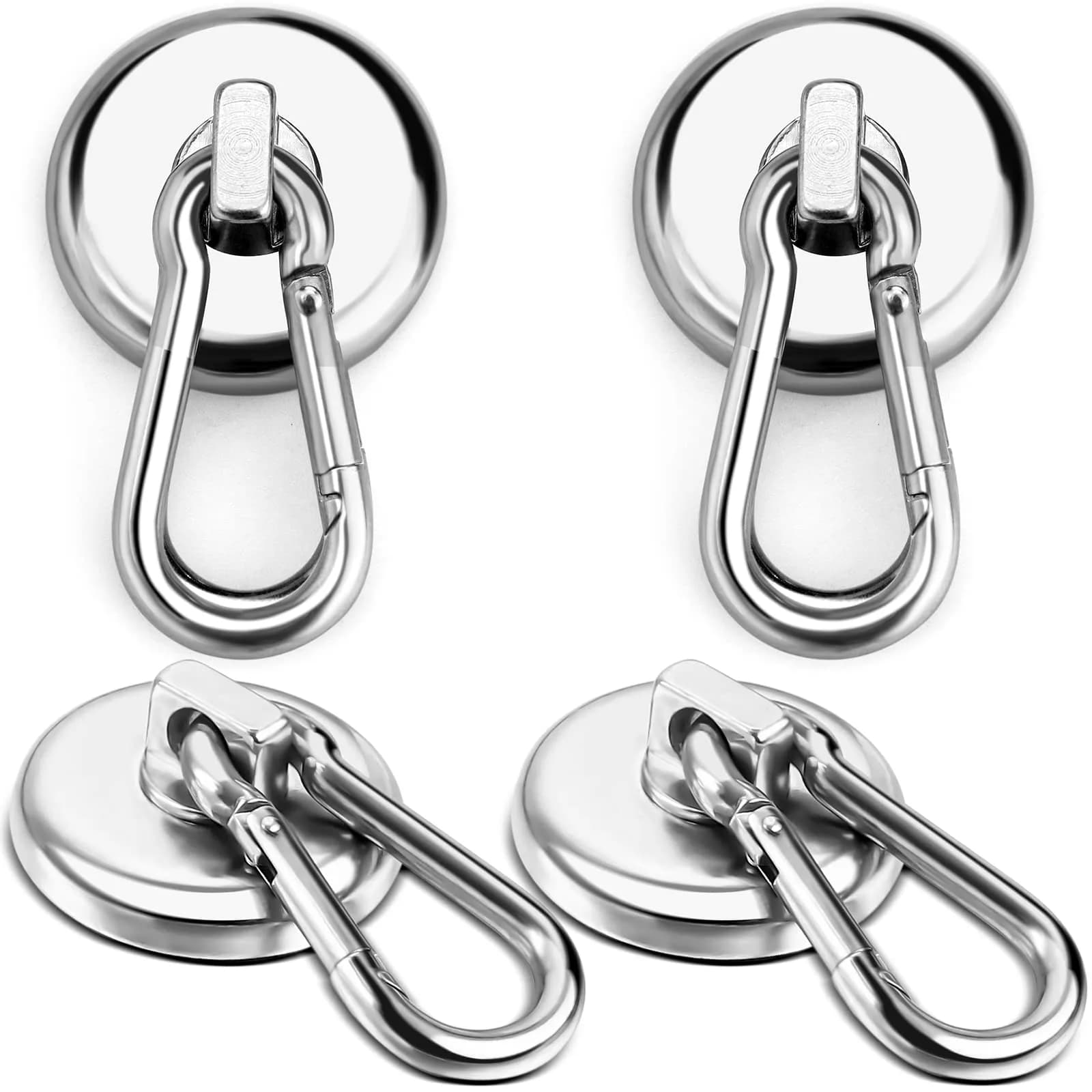 E BAVITE Heavy Duty Magnetic Hooks 110 lbs Capacity | Swivel Carabiner, Neodymium, 4 Pack