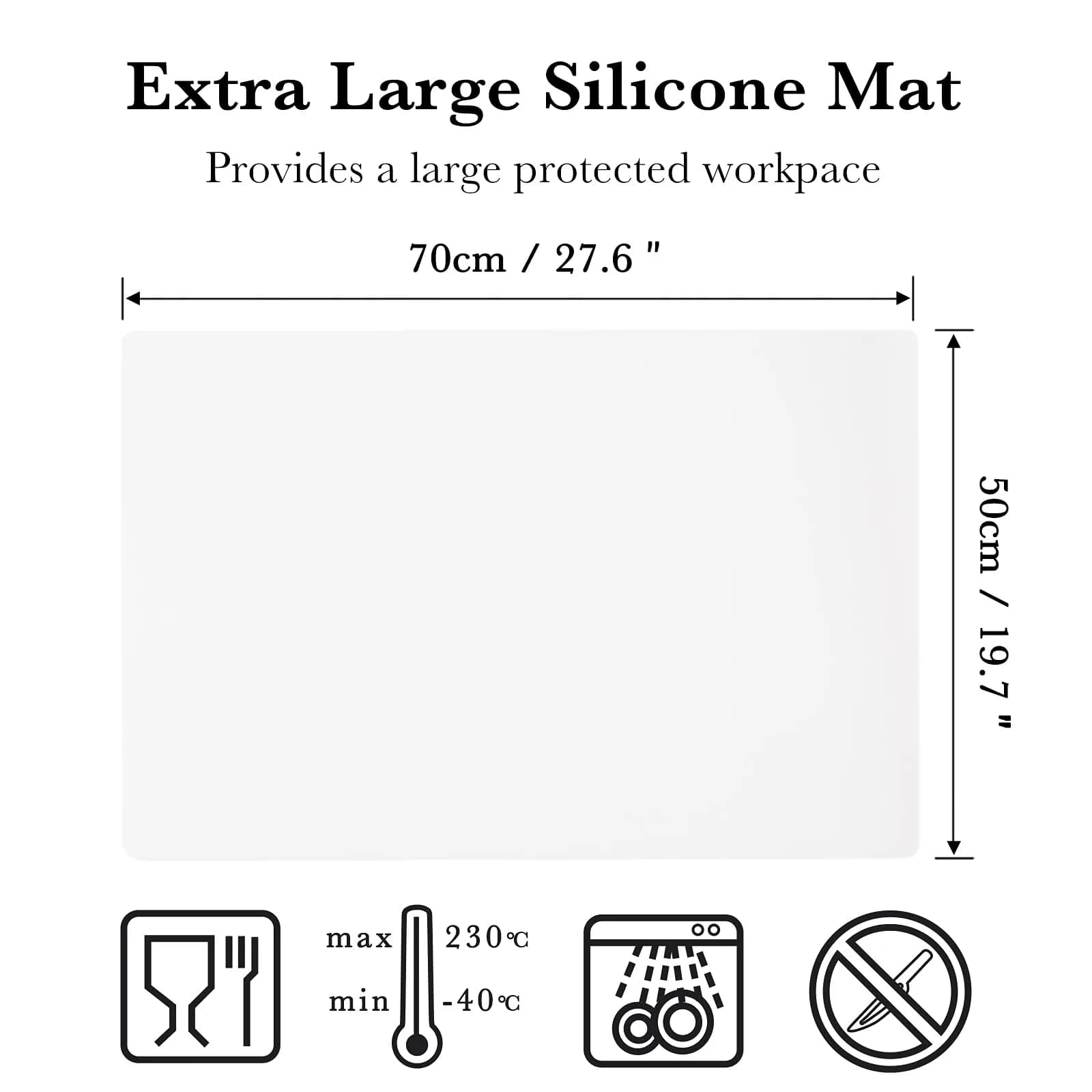 Gartful Oversize Translucent Silicone Mat 70cm x 50cm | Protects Surfaces from Crafts, Resin & Heat - view 2