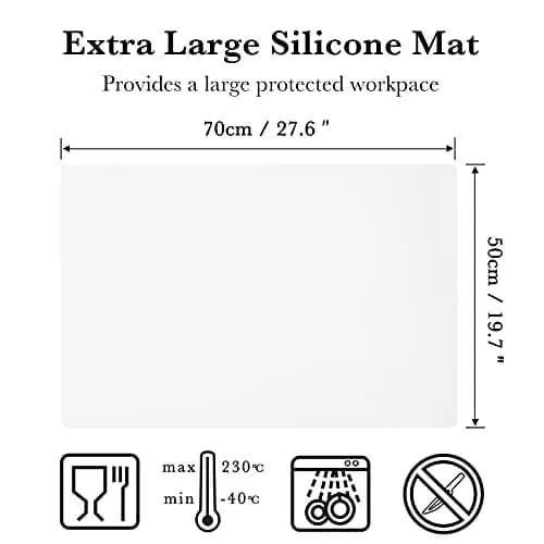 Gartful Oversize Translucent Silicone Mat 70cm x 50cm | Protects Surfaces from Crafts, Resin & Heat thumbnail 2