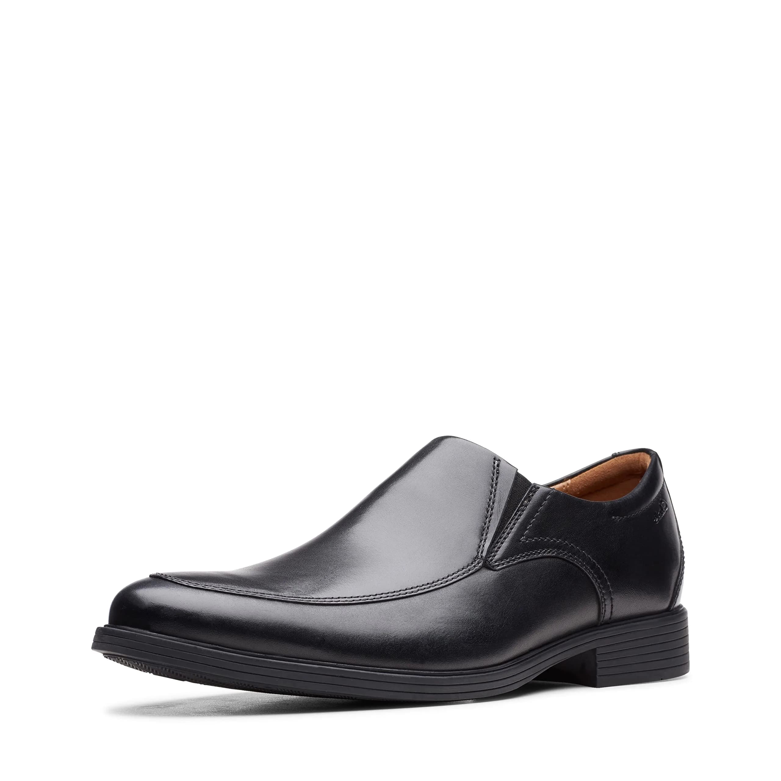 Clarks Whiddon Step Loafer Black Leather 12 Wide | Slip-On Dress Shoe with OrthoLite Support — Black Leather