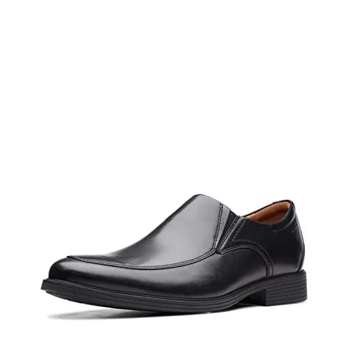 Clarks Whiddon Step Loafer Black Leather 12 Wide | Slip-On Dress Shoe with OrthoLite Support thumbnail 1