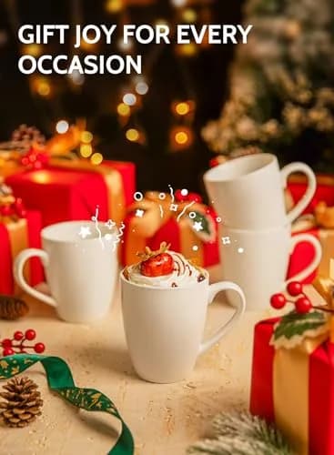 Sweese Porcelain White Coffee Mug 12oz | Set of 6, Dishwasher & Microwave Safe thumbnail 7
