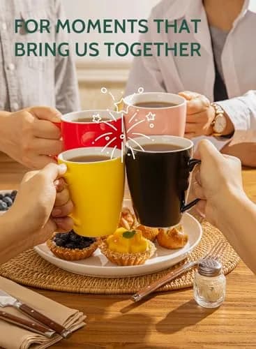 Sweese Porcelain Mug - 12 Ounce for Coffee, Tea, Cocoa & Mulled Drinks | Set of 6, Assorted Colors thumbnail 5