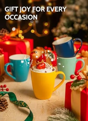 Sweese Porcelain Mug - 12 Ounce for Coffee, Tea, Cocoa & Mulled Drinks | Set of 6, Assorted Colors thumbnail 7