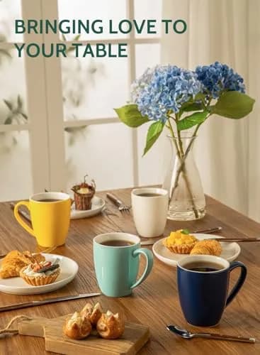 Sweese Porcelain Mug - 12 Ounce for Coffee, Tea, Cocoa & Mulled Drinks | Set of 6, Assorted Colors thumbnail 2