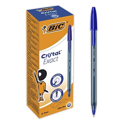 BIC Crystal Exact Fine Point Pens (0.7 mm) - Blue, Box of 20 | Precise, Smooth Writing for Office & School thumbnail 1