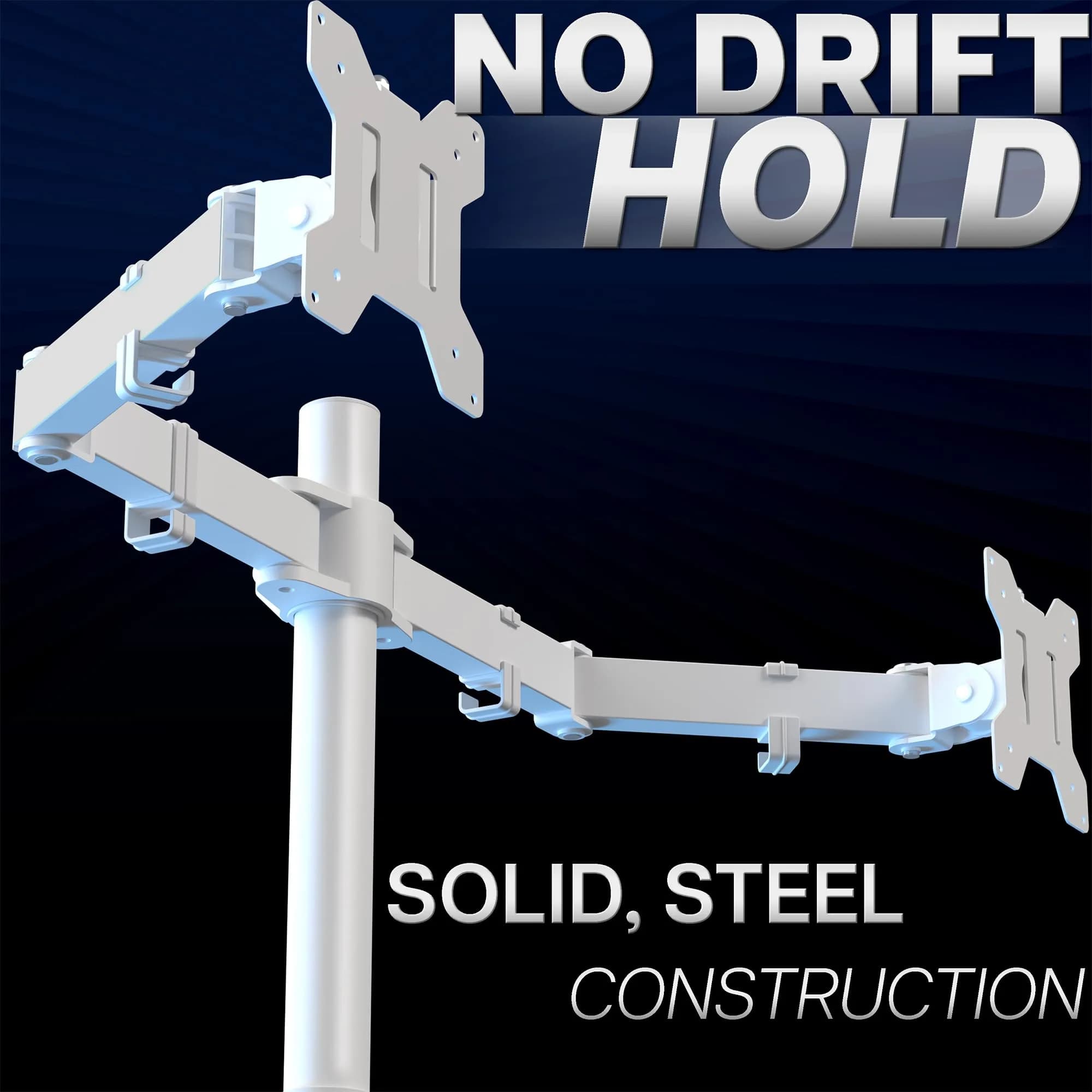 VIVO Dual Monitor Desk Mount STAND-V002W | White, Articulating, Adjustable Monitor Arm, Grommet or C-Clamp Mounting, Computer Stand for 2 Monitors, Holds 22 lbs Each - view 8