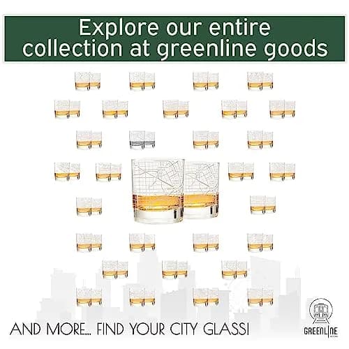 Greenline Goods Detroit Map Etched Whiskey Glasses - 355ml (12 Fl Oz) Set of 2 | Authentic USA Import for Cocktail Lovers thumbnail 6