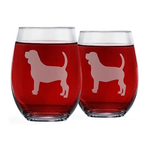Greenline Goods Beagle Stemless Wine Glasses (Set of 2) | Dog Lover Gift | Hand Etched Breed Name thumbnail 1