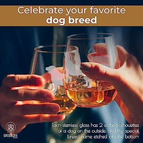 Greenline Goods Beagle Stemless Wine Glasses (Set of 2) | Dog Lover Gift | Hand Etched Breed Name thumbnail 2