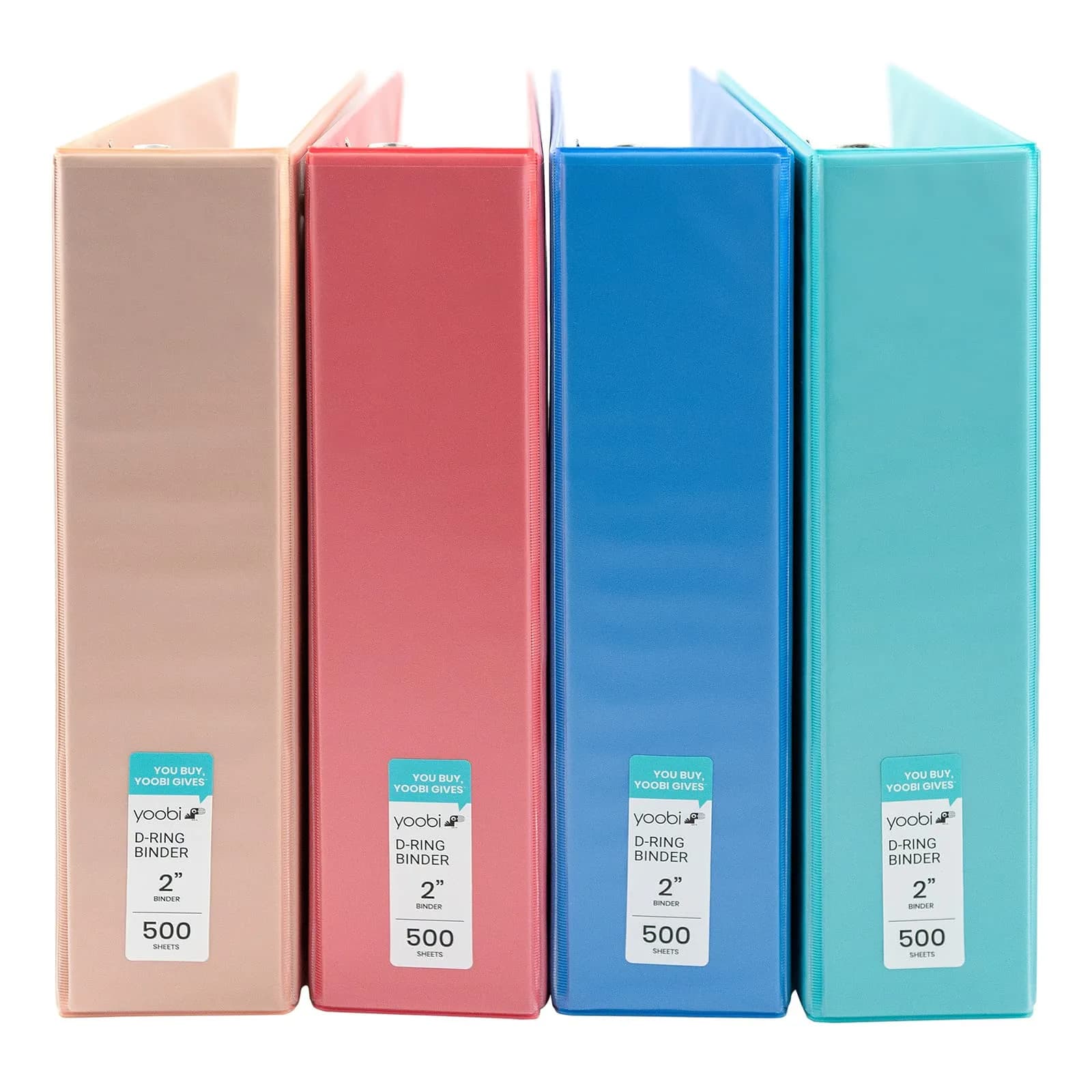 Yoobi 2 Inch 3-Ring Binders, 2 Pockets, PVC-Free, 500 Sheets | Stylish Office & School Organizer