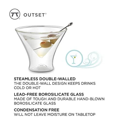 Outset Double Wall Martini Glasses Set of 2, 133ml (4.5 Fl Oz) | Insulated Borosilicate Glassware thumbnail 5