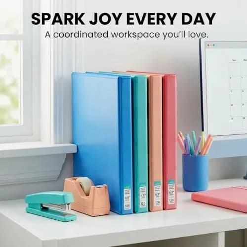 Yoobi 0.5 Inch D-Ring Binders (4-Pack, Multicolor) | 120 Sheet Capacity thumbnail 2